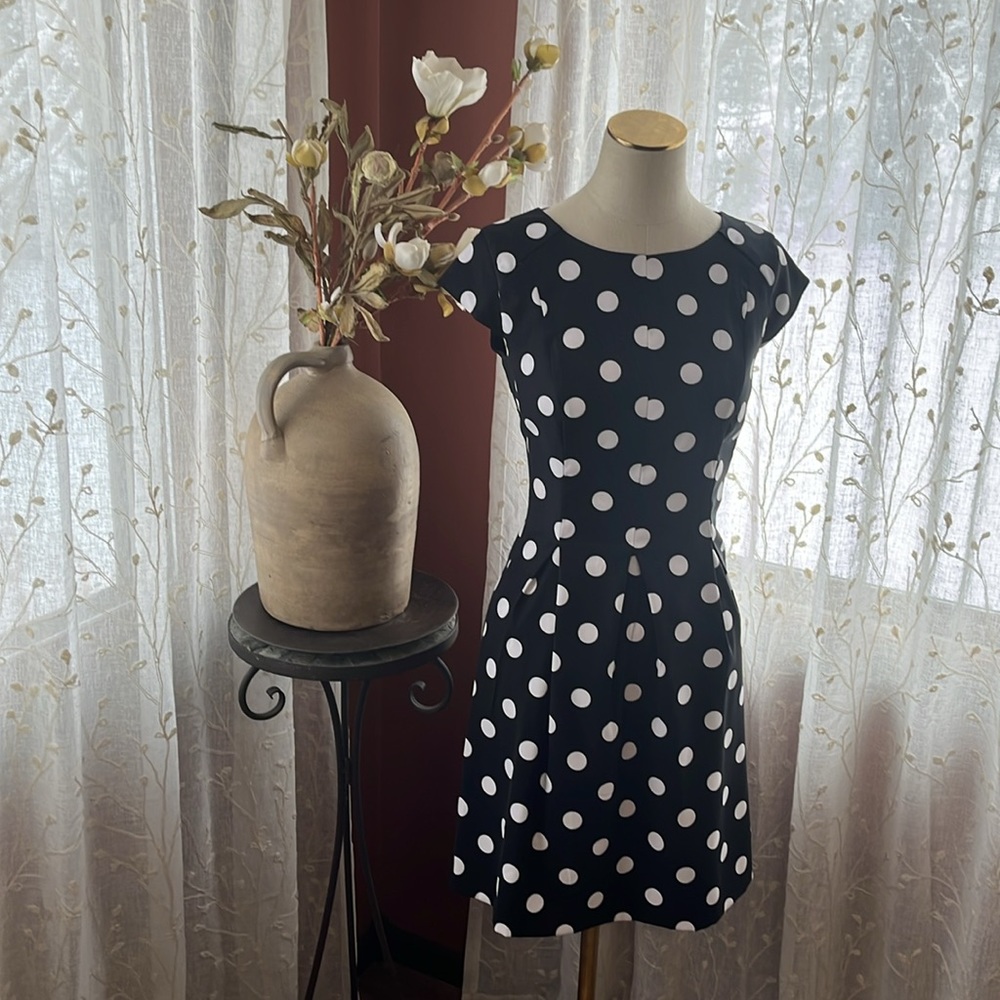 AB Studio Black & White Polka Dot Dress